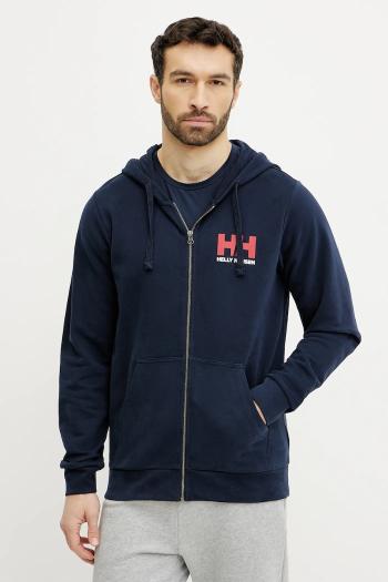 Bavlnená mikina Helly Hansen HH LOGO pánska, tmavomodrá farba, s kapucňou, s potlačou, 30393