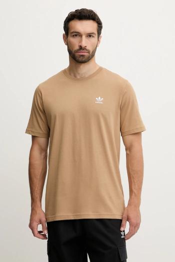 Bavlnené tričko adidas Originals Trefoil Essential pánske, hnedá farba, s nášivkou, JX2824