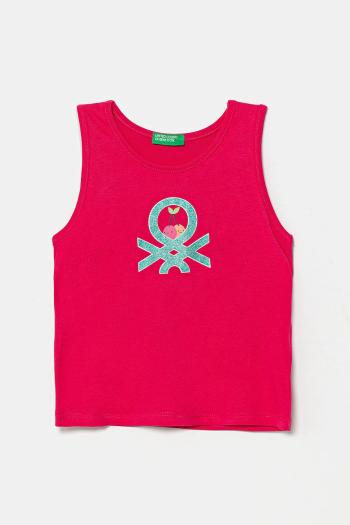 Detský bavlnený top United Colors of Benetton ružová farba, 3I1XGH012