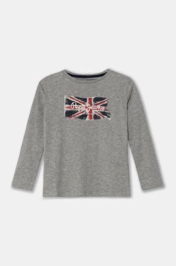 Detská bavlnená košeľa s dlhým rukávom Pepe Jeans CLAG LS šedá farba, s potlačou, PB503916