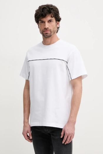 Bavlnené tričko Versace Jeans Couture pánske, biela farba, s nášivkou, 78GAH616 J0005
