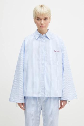 Bavlnená košeľa Fiorucci Striped Embroidered Drawstring Shirt dámska, voľný strih, s klasickým golierom, W02SPTLO170CO01BL02