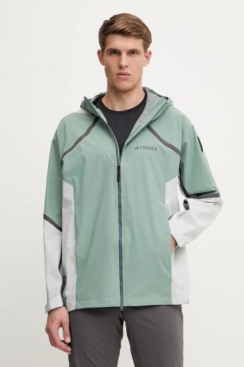 Nepremokavá bunda adidas TERREX x National Geographic zelená farba, JD5835