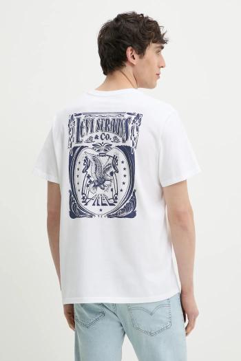 Bavlnené tričko Levi's GRAPHIC CREWNECK TEE pánske, biela farba, s potlačou, 22491