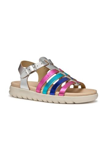 Detské kožené sandále Geox SANDAL SOLEIMA zelená farba