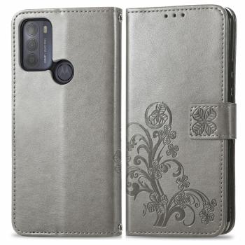 ART Peňaženkový kryt Motorola Moto G50 FLOWERS šedý