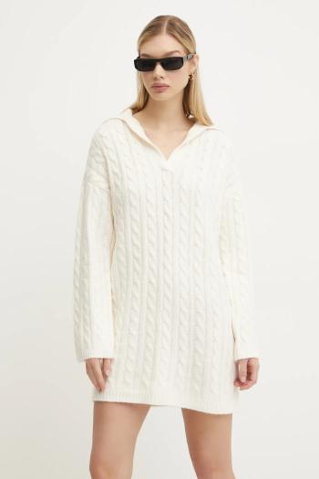 Šaty s prímesou vlny Abercrombie & Fitch béžová farba, mini, oversize, KI159-5097