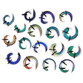 Expander do ucha - viacfarebná sklenená špirálka, gumičky - Hrúbka: 5 mm, Farba piercing: Zelená