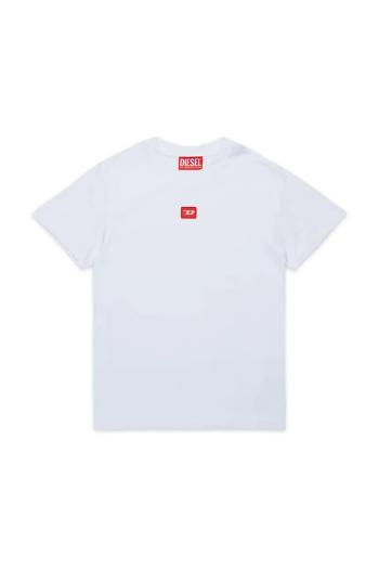 Detské bavlnené tričko Diesel TXDIEGO T-SHIRT biela farba, s nášivkou, J02501