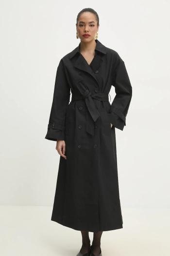 Trenčkot Answear.LAB dámsky, čierna farba, prechodný, oversize