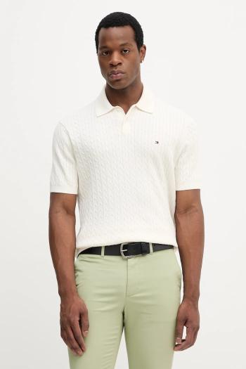 Bavlnené polo tričko Tommy Hilfiger béžová farba, jednofarebné, MW0MW40701