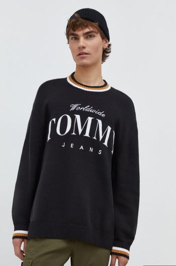 Bavlnený sveter Tommy Jeans čierna farba,tenký,DM0DM18365