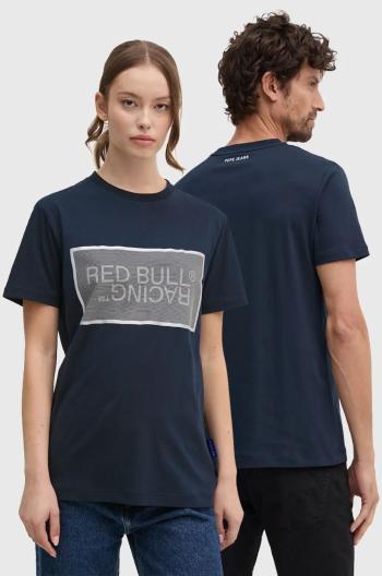 Bavlnené tričko Red Bull Racing x Pepe Jeans tmavomodrá farba, s potlačou, RU500004