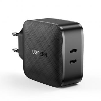 Ugreen CD216 sieťová nabíjačka 2x USB-C PD QC 66W, čierna (CD216)