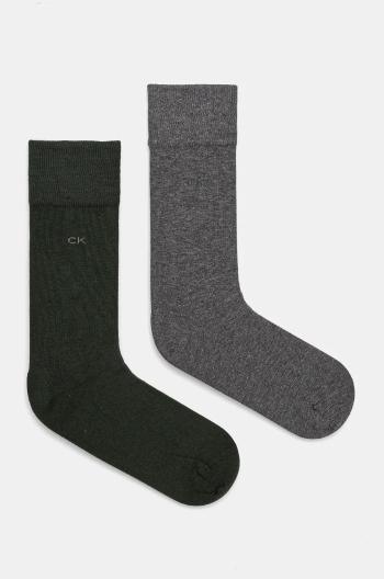 Ponožky Calvin Klein 2-pak pánske, zelená farba