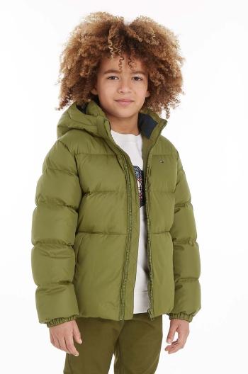 Detská páperová bunda Tommy Hilfiger zelená farba