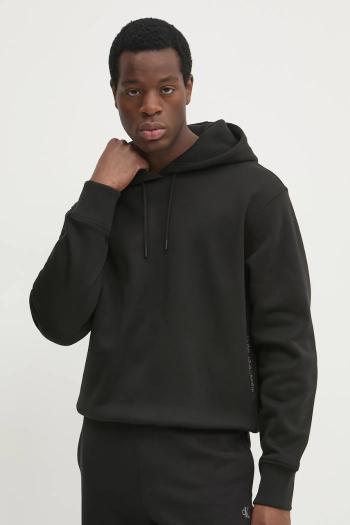 Mikina Calvin Klein Jeans pánska, čierna farba, s kapucňou, jednofarebná, J30J326776