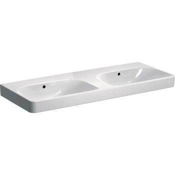 GEBERIT - Smyle Square Dvojumývadlo, 120x48 cm, s prepadom, bez otvoru na batériu, biela 500.224.01.1