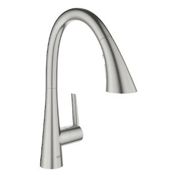 Drezová batéria GROHE Zedra s vyťahovacou spŕškou, 3 prúdy supersteel 32294DC2