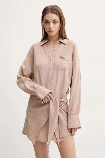 Bavlnené šaty Melissa Odabash hnedá farba, mini, oversize, Sara
