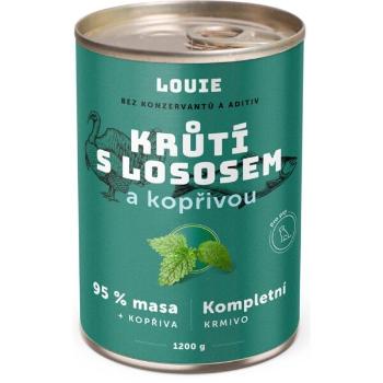 LOUIE KRŮTÍ S LOSOSEM A KOPŘIVOU 1 200 G Psí konzerva, zelená, velikost