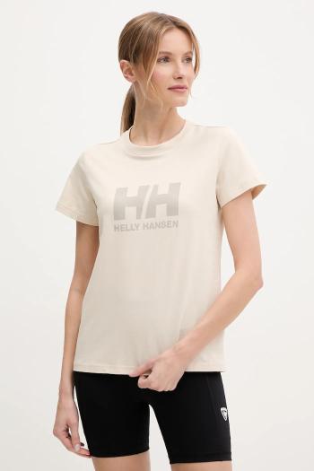 Bavlnené tričko Helly Hansen HH LOGO dámske, béžová farba, 54593