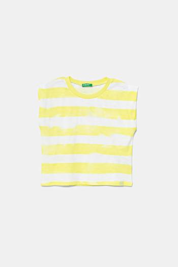 Detské bavlnené tričko United Colors of Benetton žltá farba, 3SL3C10OW