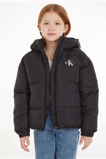 Detská bunda Calvin Klein Jeans čierna farba