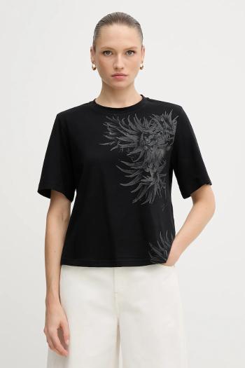 Bavlnené tričko Sisley dámske, čierna farba, 3I1XL107G