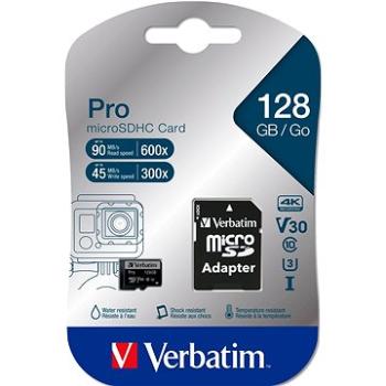 Verbatim MicroSDXC 128 GB Pro + SD adaptér (47044)
