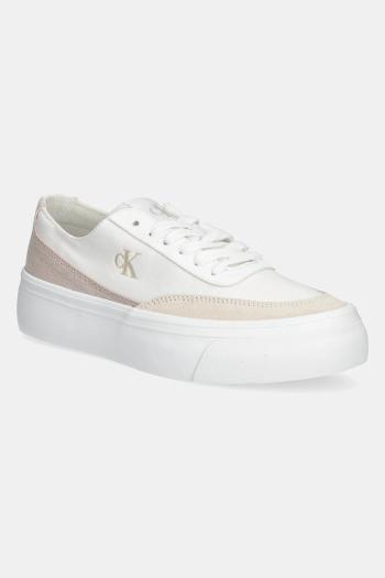 Tenisky Calvin Klein Jeans VULC FLATFORM LOW CV MIX MG biela farba, YW0YW01770