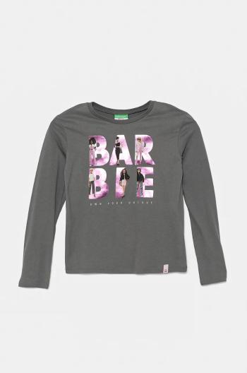 Detská bavlnená košeľa s dlhým rukávom United Colors of Benetton šedá farba, 3ATNC10ML