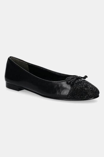Kožené balerínky Tory Burch Cap-Toe Pave Ballet čierna farba, 166214-004