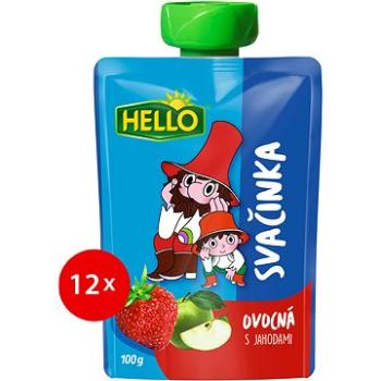 HELLO ovocná kapsička s jahodami 12× 100 g (8590014639133)