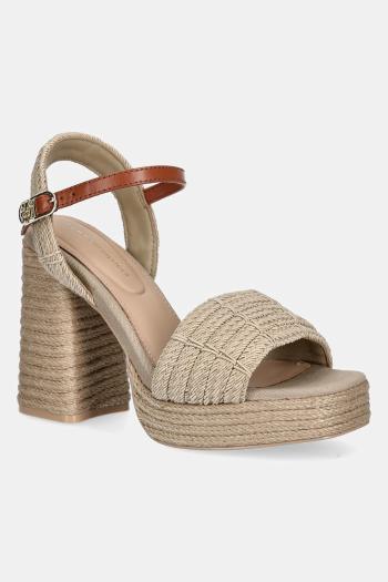 Sandále Tommy Hilfiger ROPE HEEL PLATFORM SANDAL béžová farba, FW0FW08425