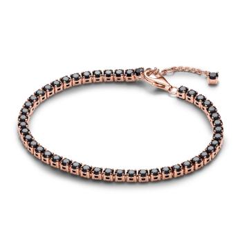 Pandora Pozlátený tenisový náramok s čiernymi kryštálmi Rose Timeless 581469C02 20 cm