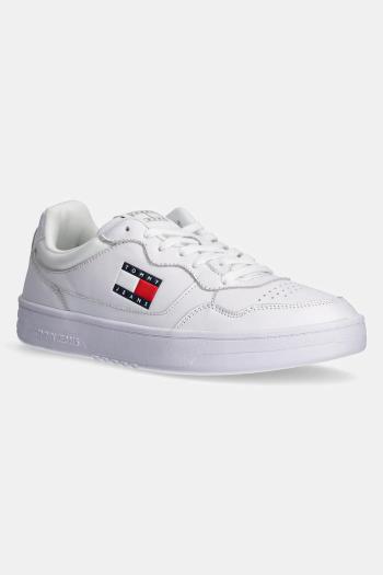 Kožené tenisky Tommy Jeans TJM CUPSOLE LEATHER ESS čierna farba, EM0EM01443