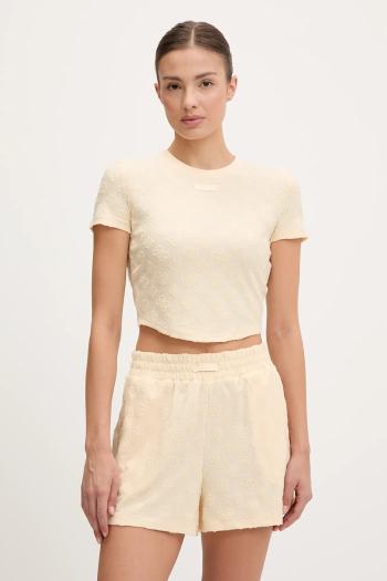 Tričko Guess PEONY dámske, béžová farba, V5GP21 KCT02