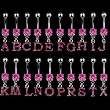 Piercing do brucha - zirkónový prívesok písmeno - Písmeno: T