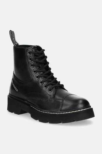 Kožené workery Karl Lagerfeld KAMDEN dámske, čierna farba, na platforme, KL40450