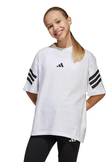 Detské bavlnené tričko adidas biela farba, s potlačou, JN8088