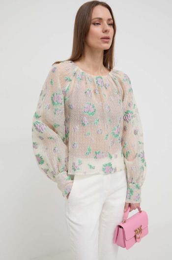 Blúzka Custommade Berete dámska, béžová farba, vzorovaná, 999395250