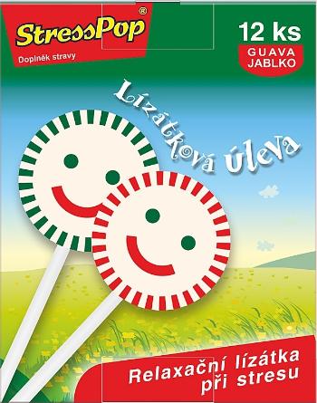 STRESSPOP lízanka proti stresu s príchuťou guava jablka 12 ks