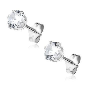 Náušnice zo striebra 925 - puzetky s čírym zirkónom, 5 mm