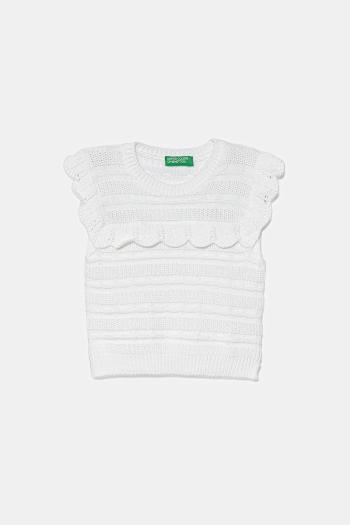 Detská bavlnená vesta United Colors of Benetton biela farba, 1077G100V
