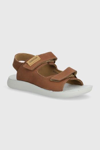Detské nubukové sandále Geox SANDAL LIGHTFLOPPY hnedá farba