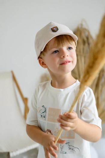 Detská bavlnená šiltovka Jamiks REMIK béžová farba biela, z tenkej pleteniny, bavlnená, JLH102