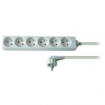 Síťový kabel 230V predlžovací, CEE7 (vidlica) - zásuvka 6x, 2m, VDE approved, biela