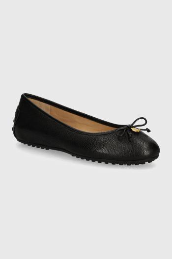 Kožené balerínky Lauren Ralph Lauren Jayna Driver čierna farba, 802942766001