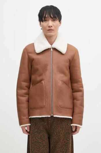 Obojstranná kožená bunda Paul Smith hnedá farba, prechodná, oversize, M1R-079Z-N02447